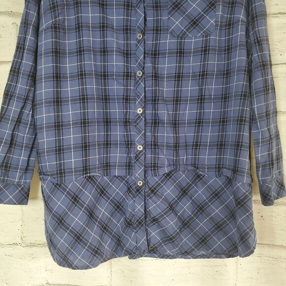 J.Jill Women Blue Long Sleeve Button-Down Shirt Large Cotton - Picture 3 of 7